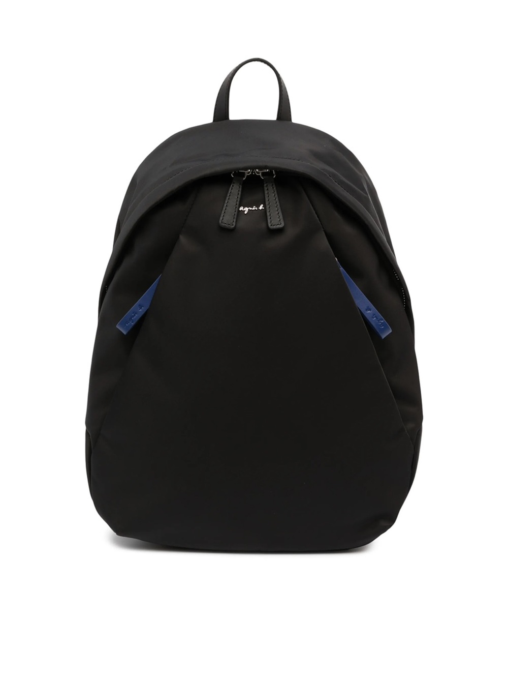 Agnes B. Black Nylon Backpack with Navy Accents